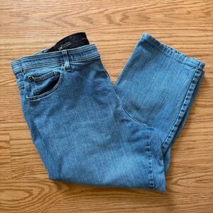 Lee Womens 24W Petite Capri Jeans Comfort Waist Blue Stretch Plus Size